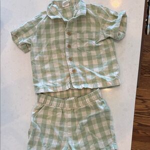 H&M Kids Mint Checkered Pajama Set